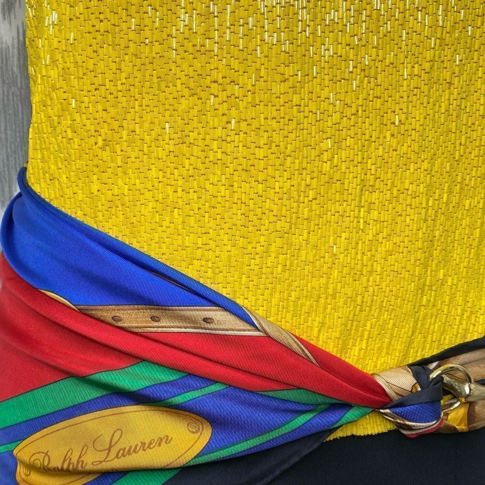 Ralph Lauren Citrus Yellow Bead Embellished Silk Georgette Tank Top - Picture 1 of 16